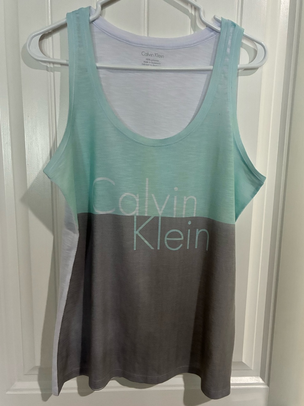 Calvin Klein Mint and Gray Block Tank Top